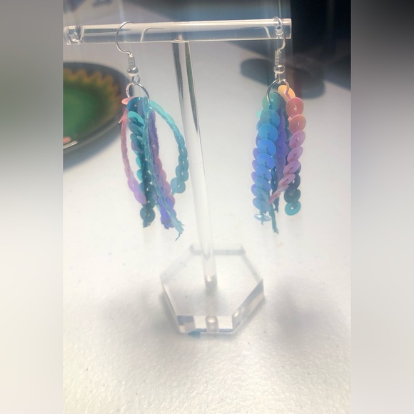 Mermaid Sparkly Handmade Dangle Earrings - Picture 5 of 5